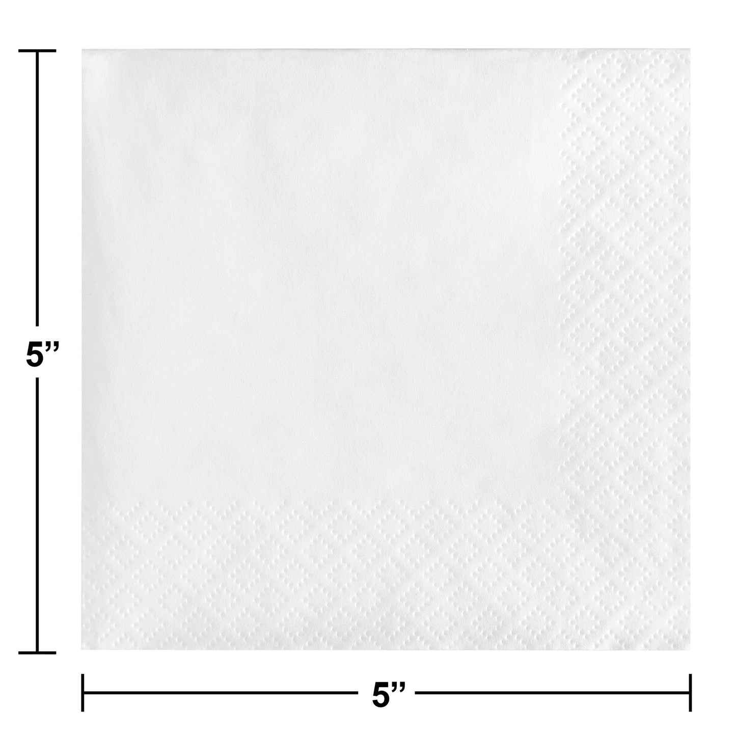 White 2-Ply Beverage Napkins 600 ct Dimension Image