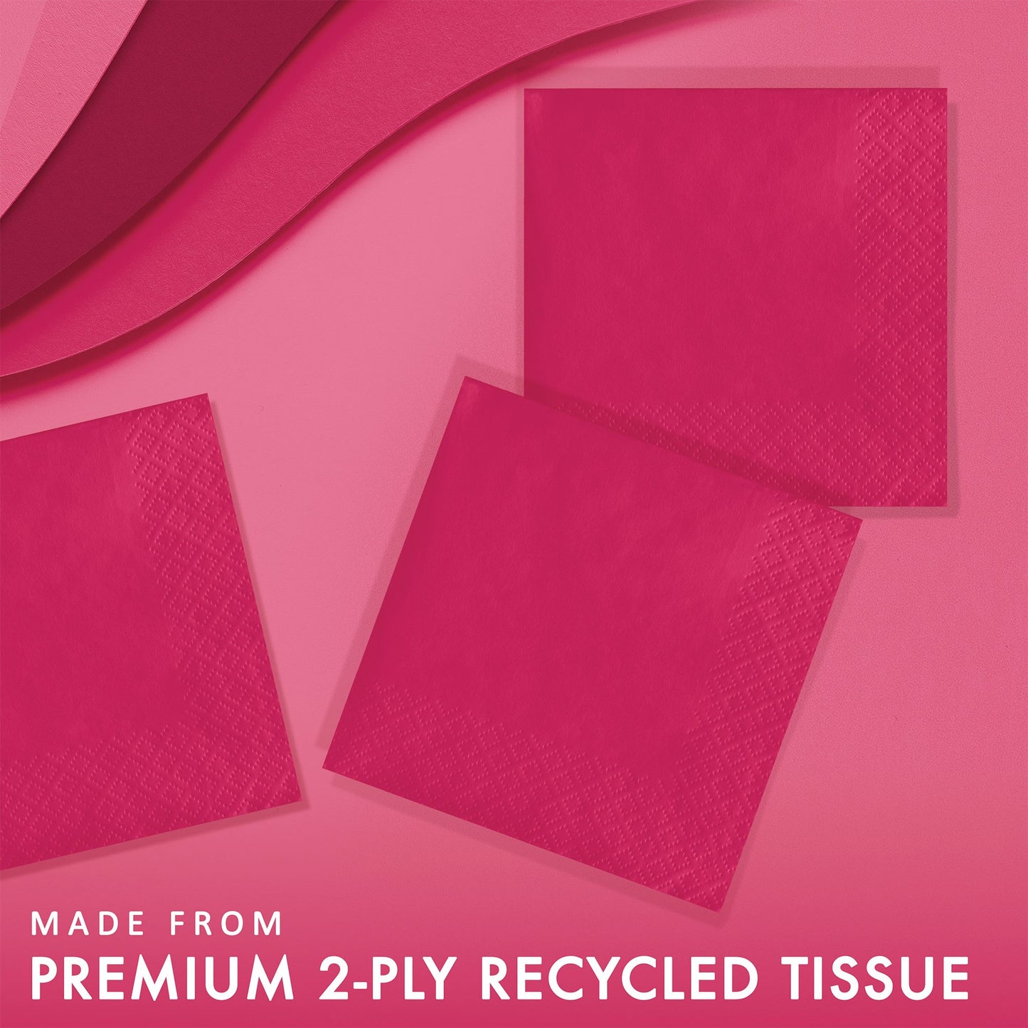 Hot Magenta 2-Ply Beverage Napkins 600 ct Feature Callout Image