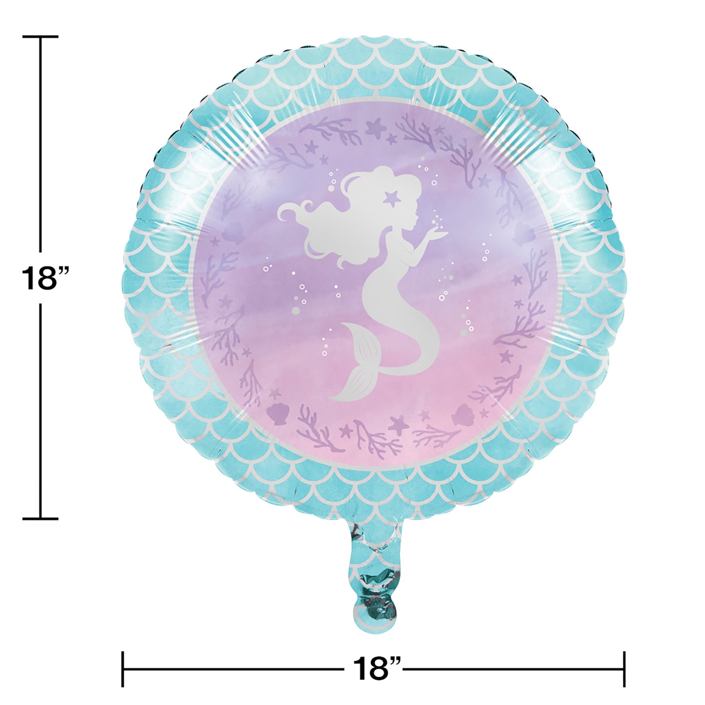 Iridescent Mermaid Party Mylar Balloons 10 ct