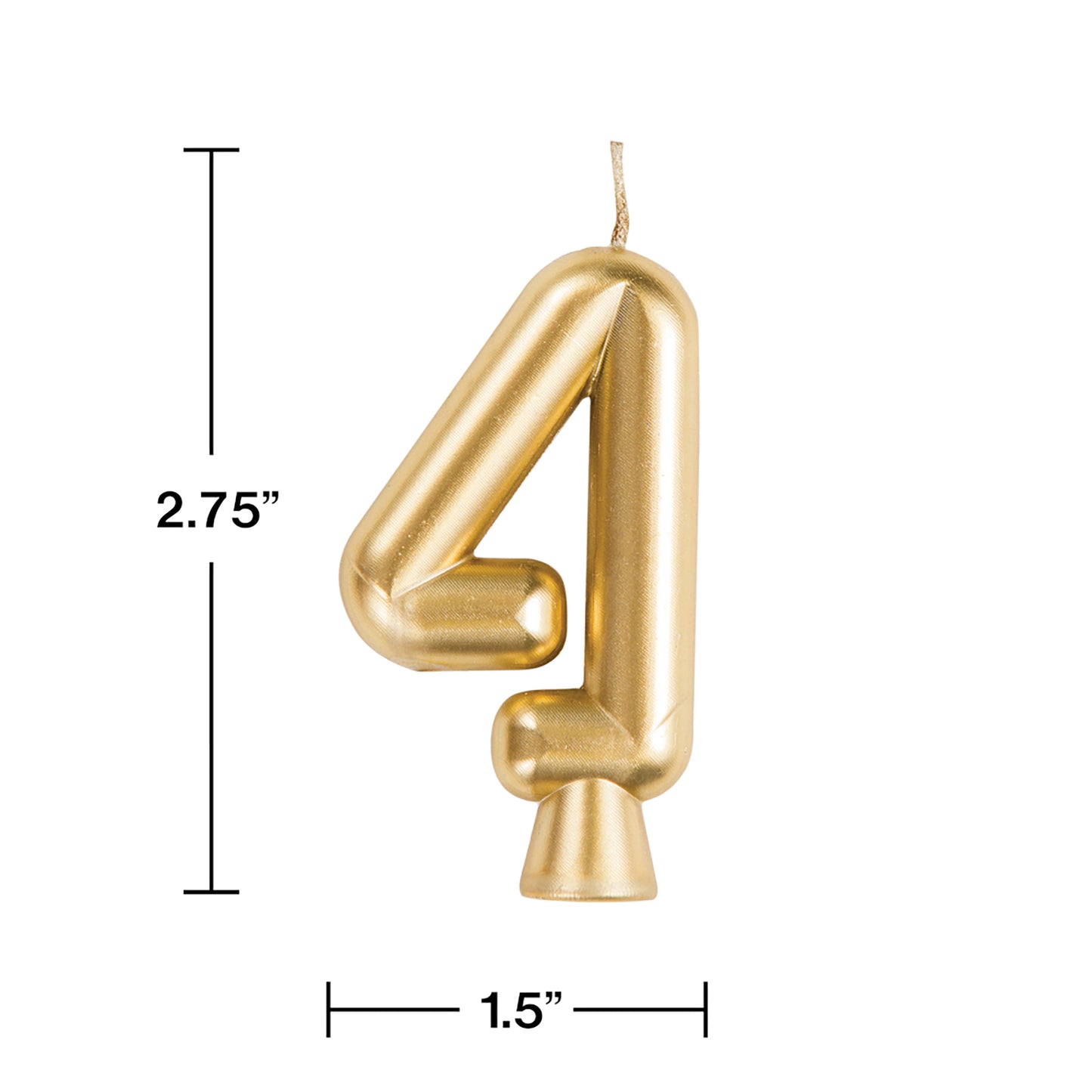 Gold Number 4 Candles 12 ct
