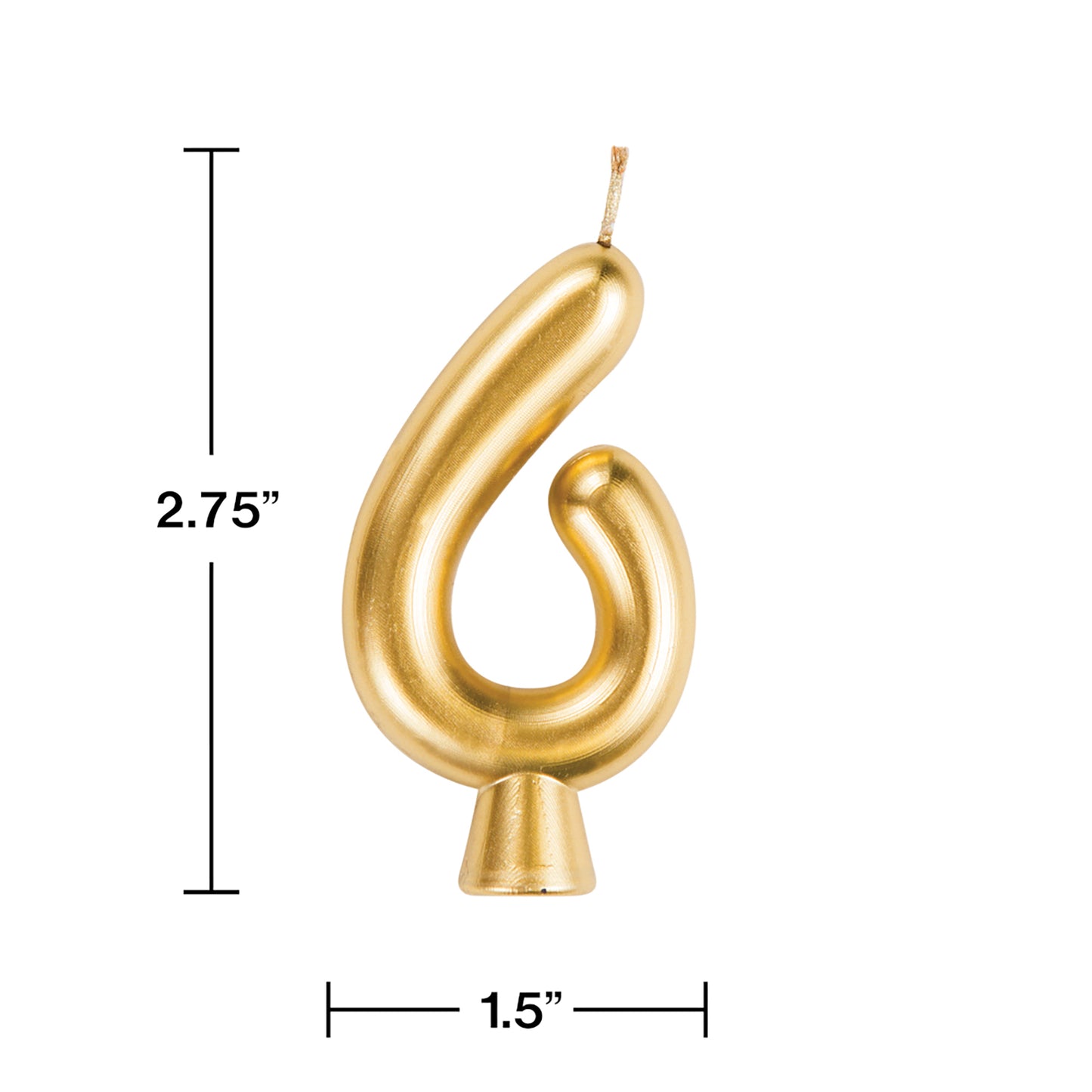 Gold Number 6 Candles 12 ct