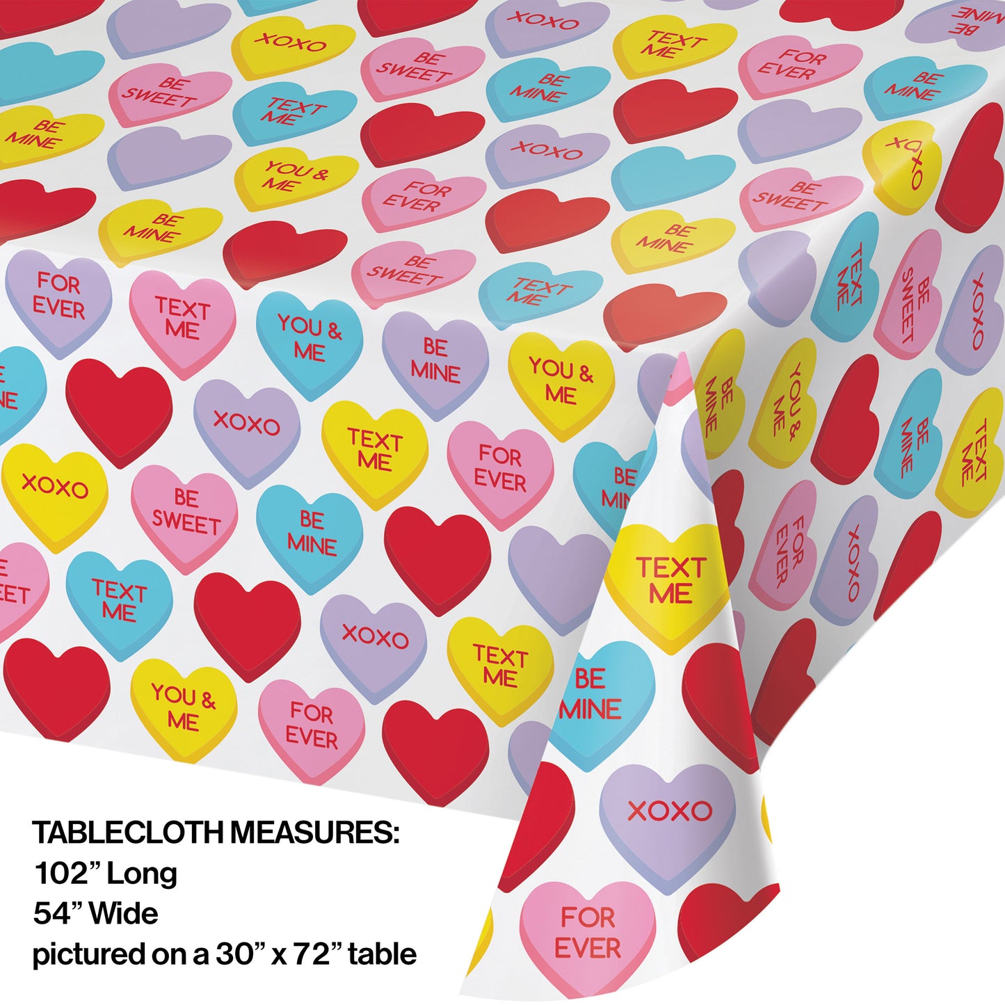 Candy Hearts Valentine's Day Plastic Tablecloths 12 ct