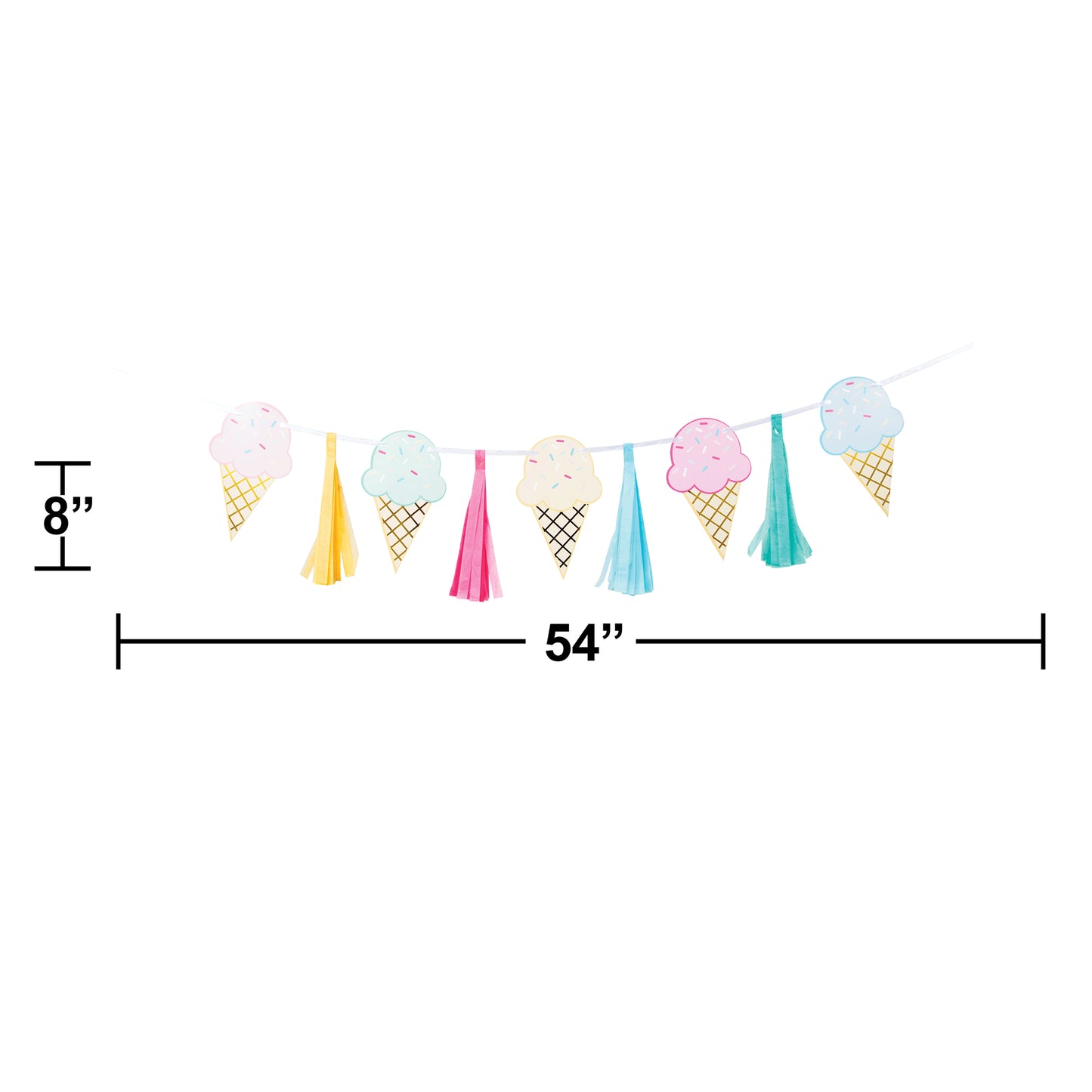 Ice Cream Party Tassel Banners 6 ct