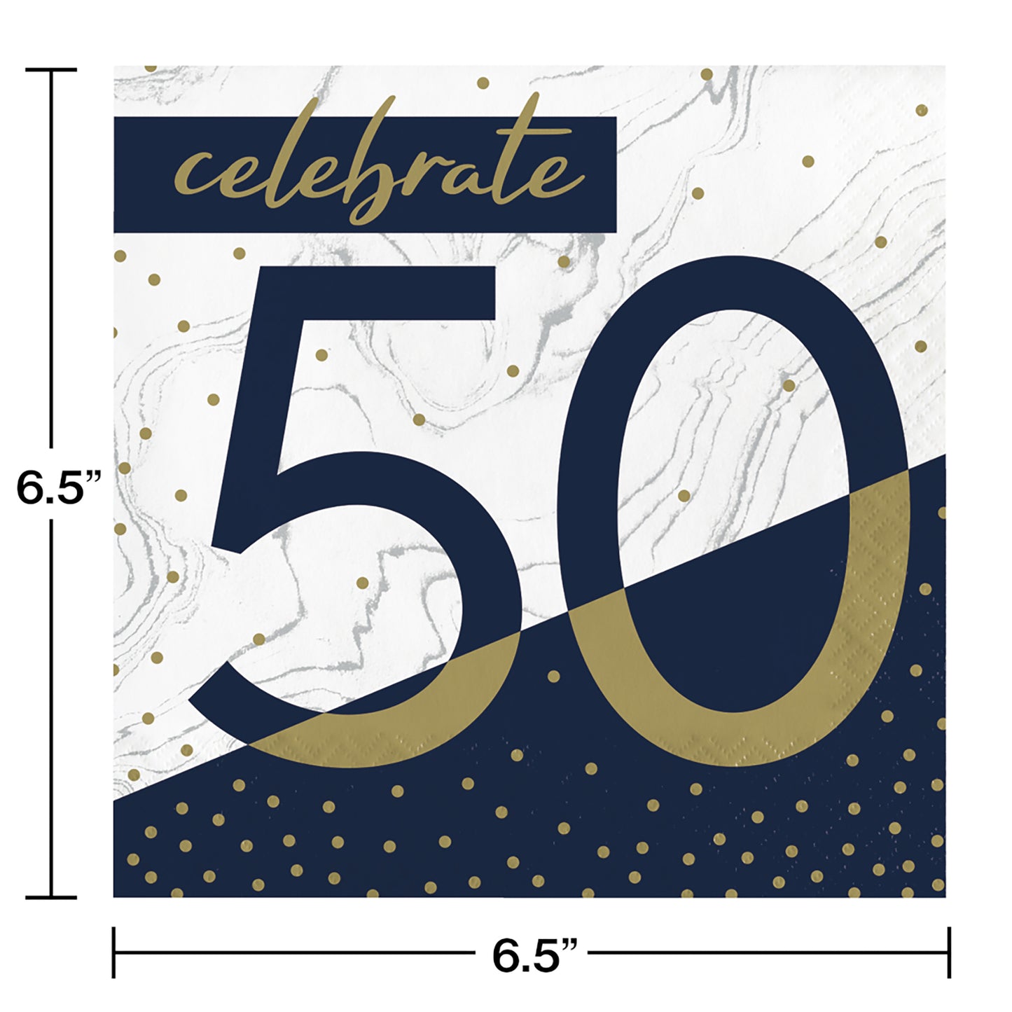 Navy and Gold 50th Birthday Luncheon Napkins 192 ct