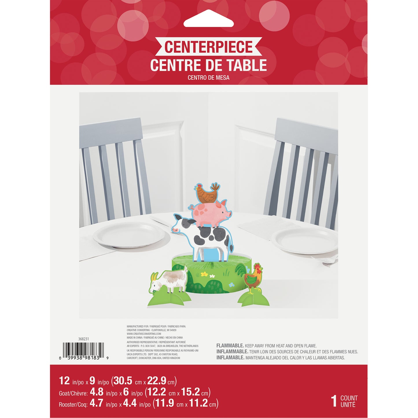 Farm Animals Centerpieces 6 ct