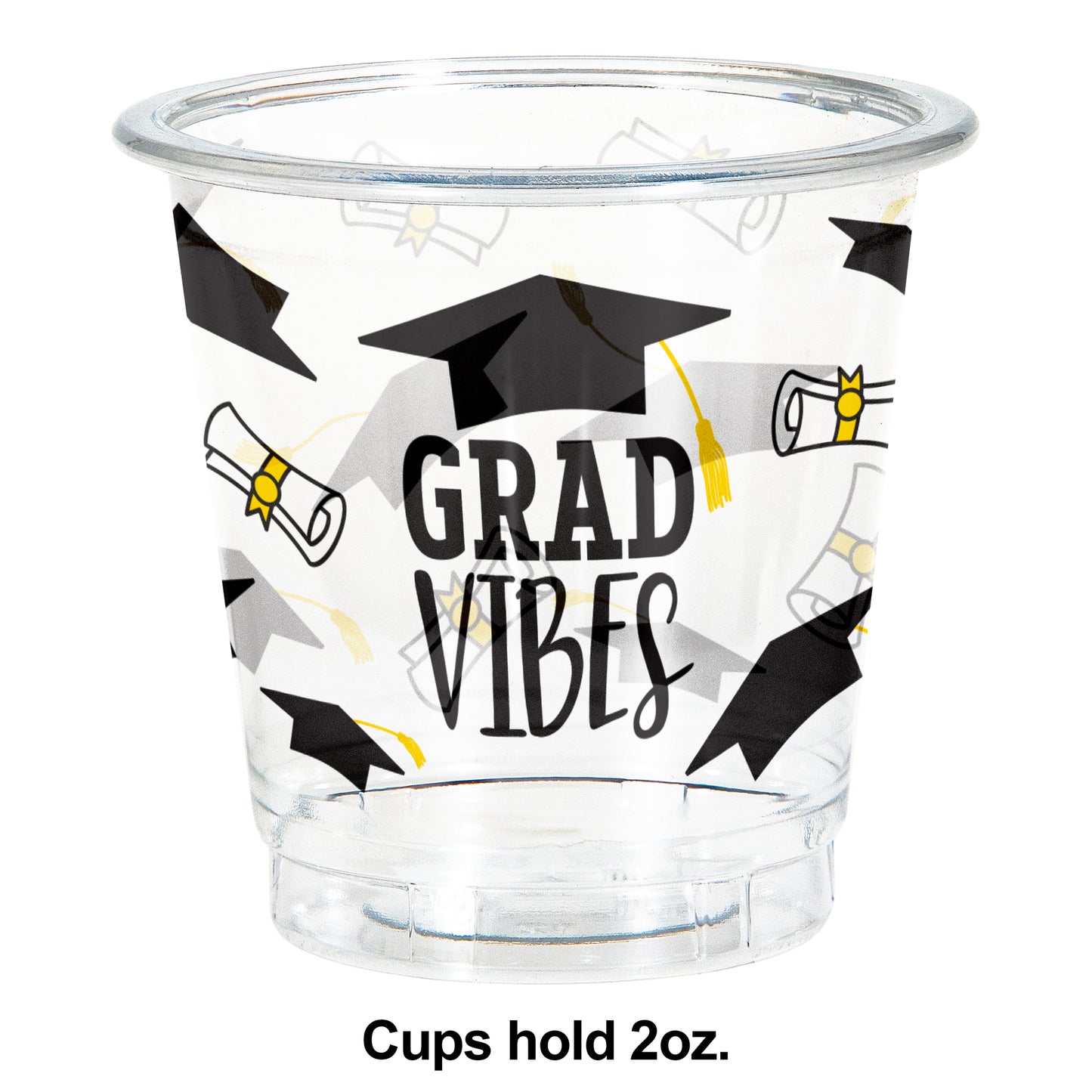 Grad Vibes Plastic 2 oz Shot Glasses 96 ct dimension image
