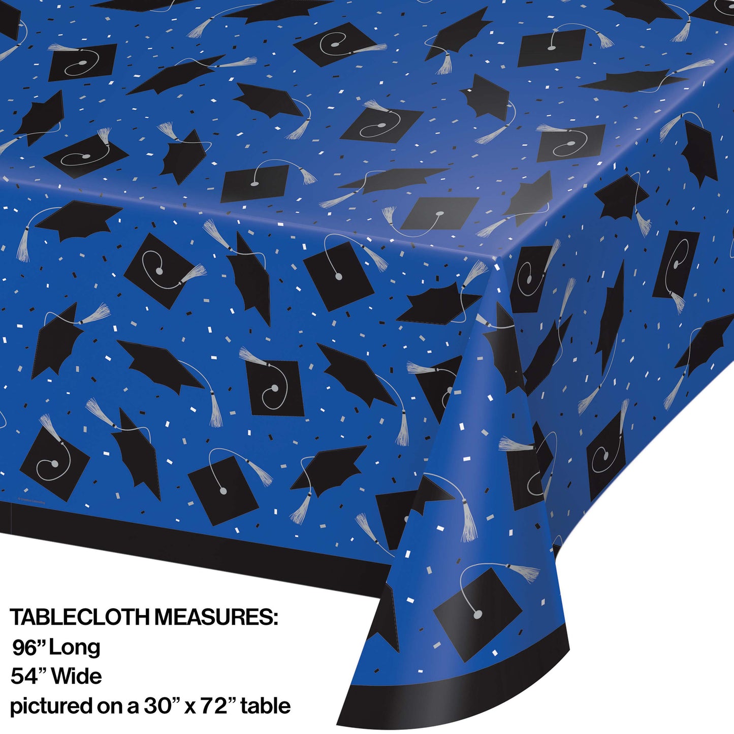 School Spirit Blue Graduation Plastic Tablecloth 12 ct