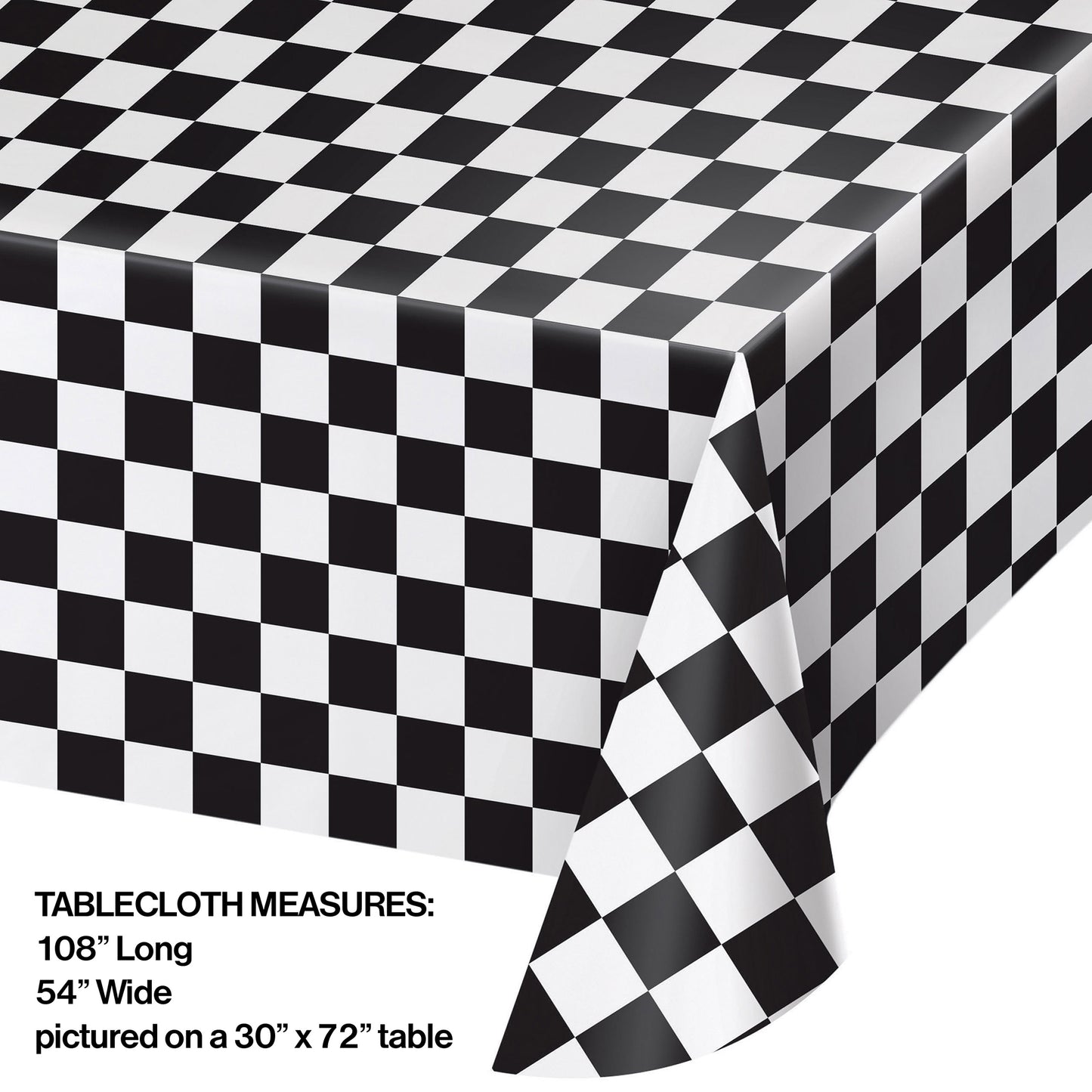Black Check Plastic Tablecloths 12 ct