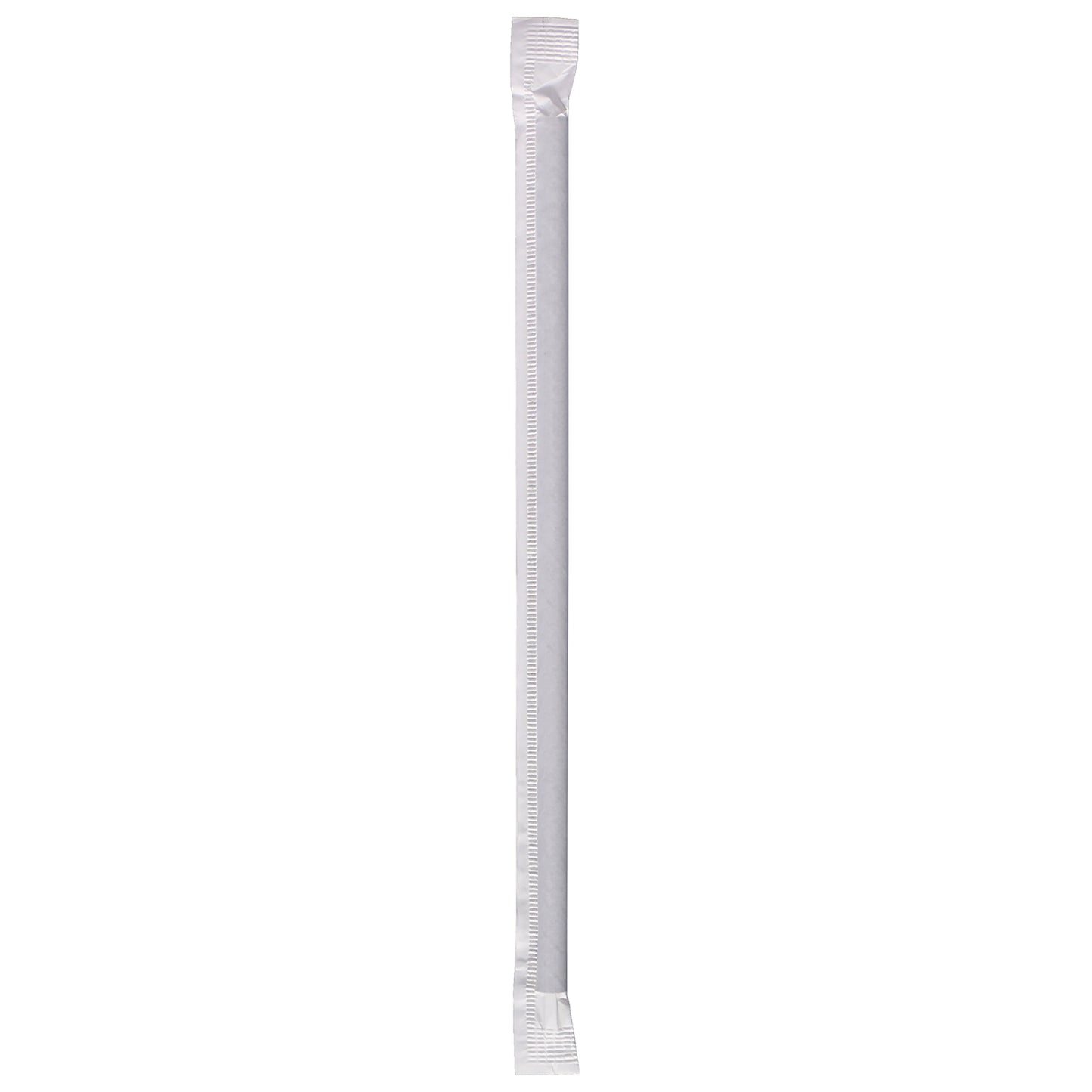 Wrapped black paper straw on a white background