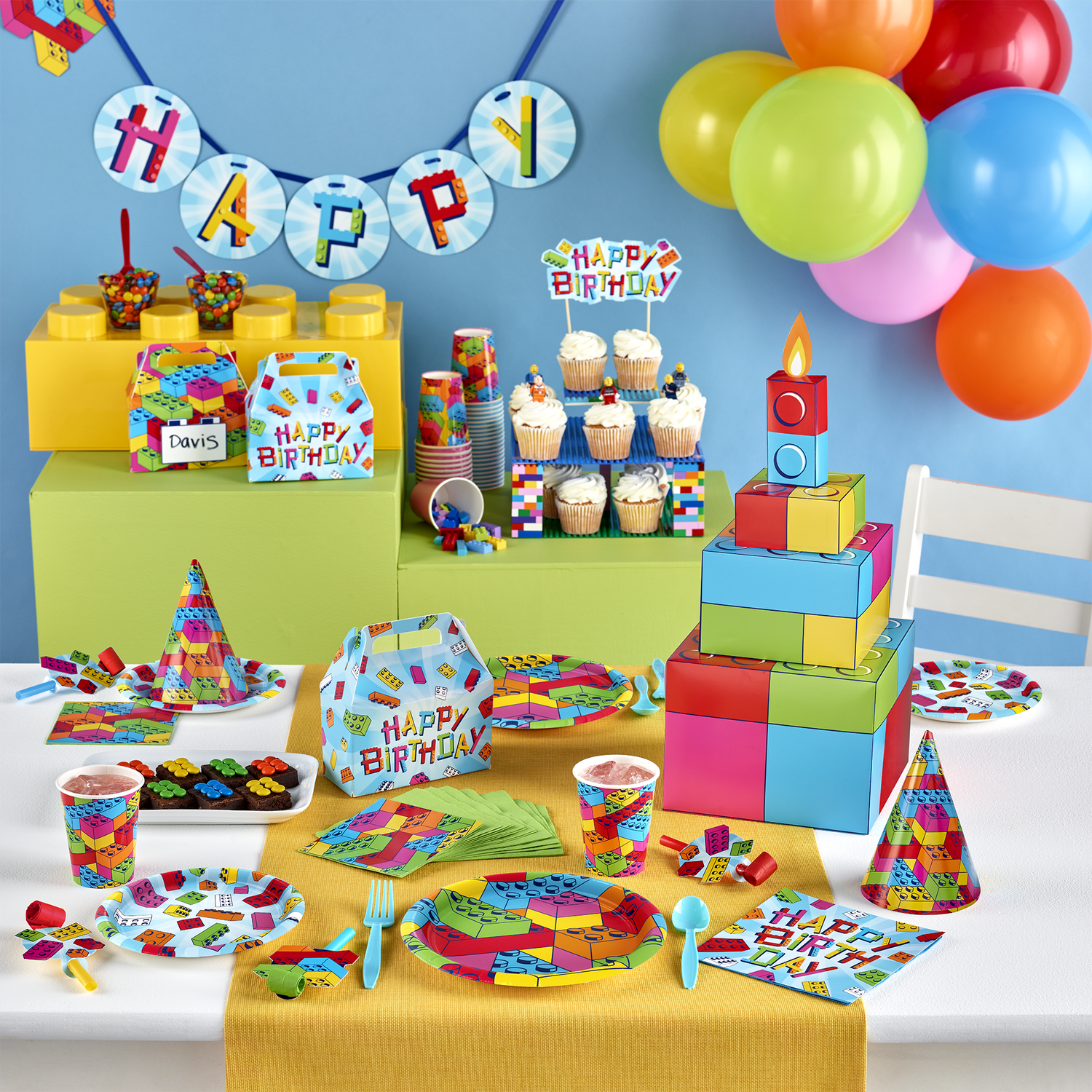 Block Bash party supplies on a table