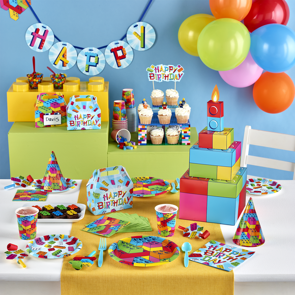 Block Bash party supplies on a table
