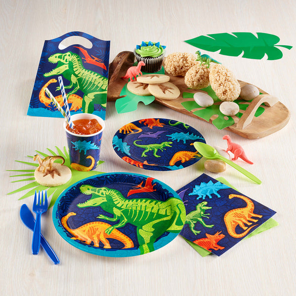 Dino Dig Party Supplies on a table