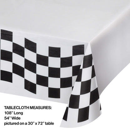 Black and White Check Paper Tablecloths 12 ct