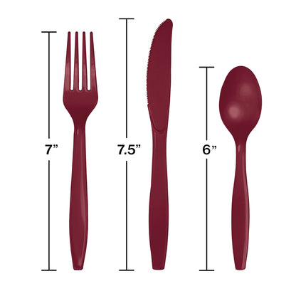 Burgundy Assorted Plastic Cutlery 288 ct