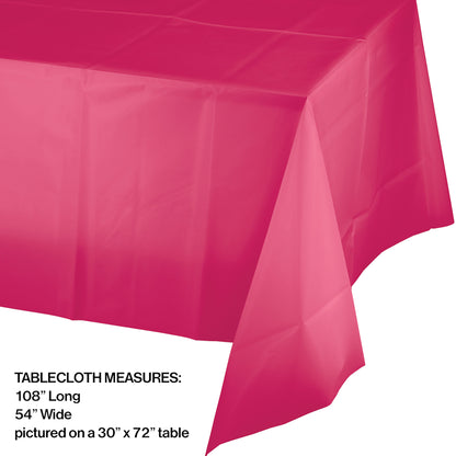 Hot Magenta Plastic Tablecloths 12 ct