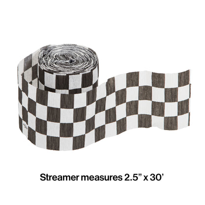 Black and White Check Streamer 12 ct