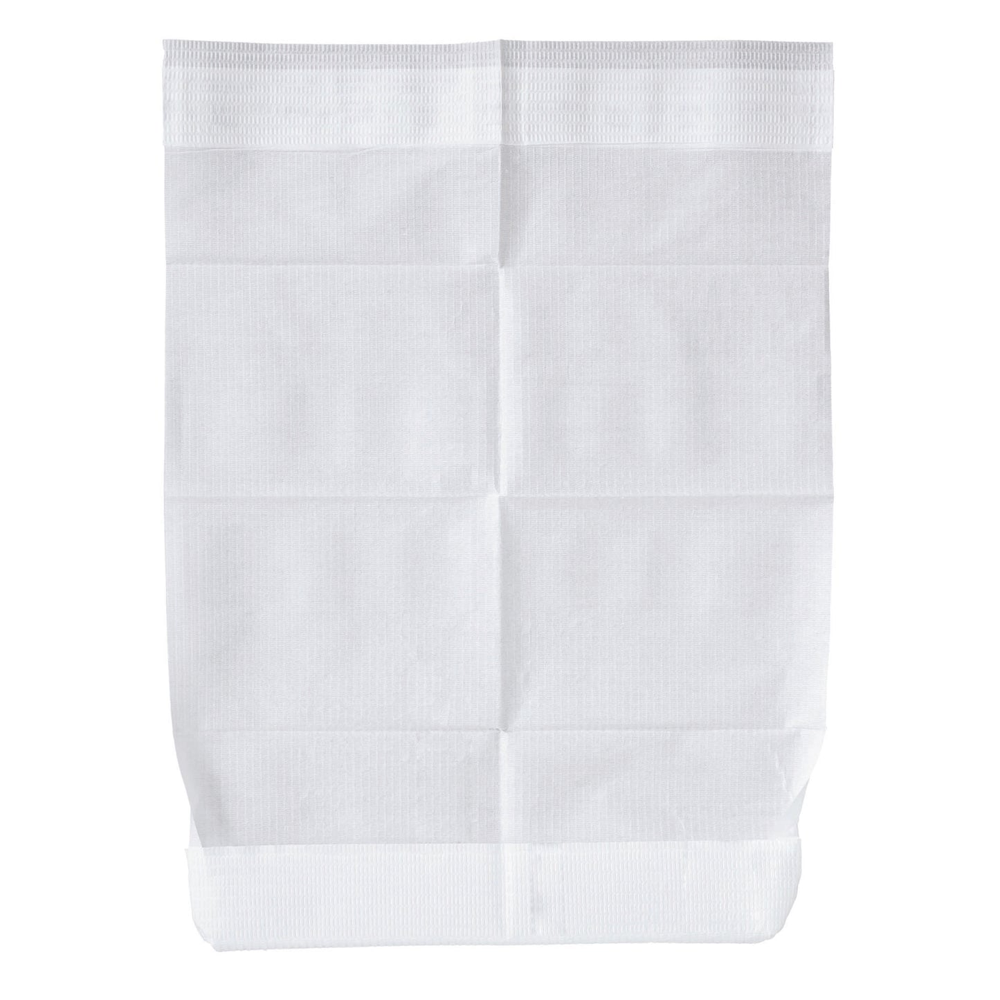White disposable clothing protector on a white background