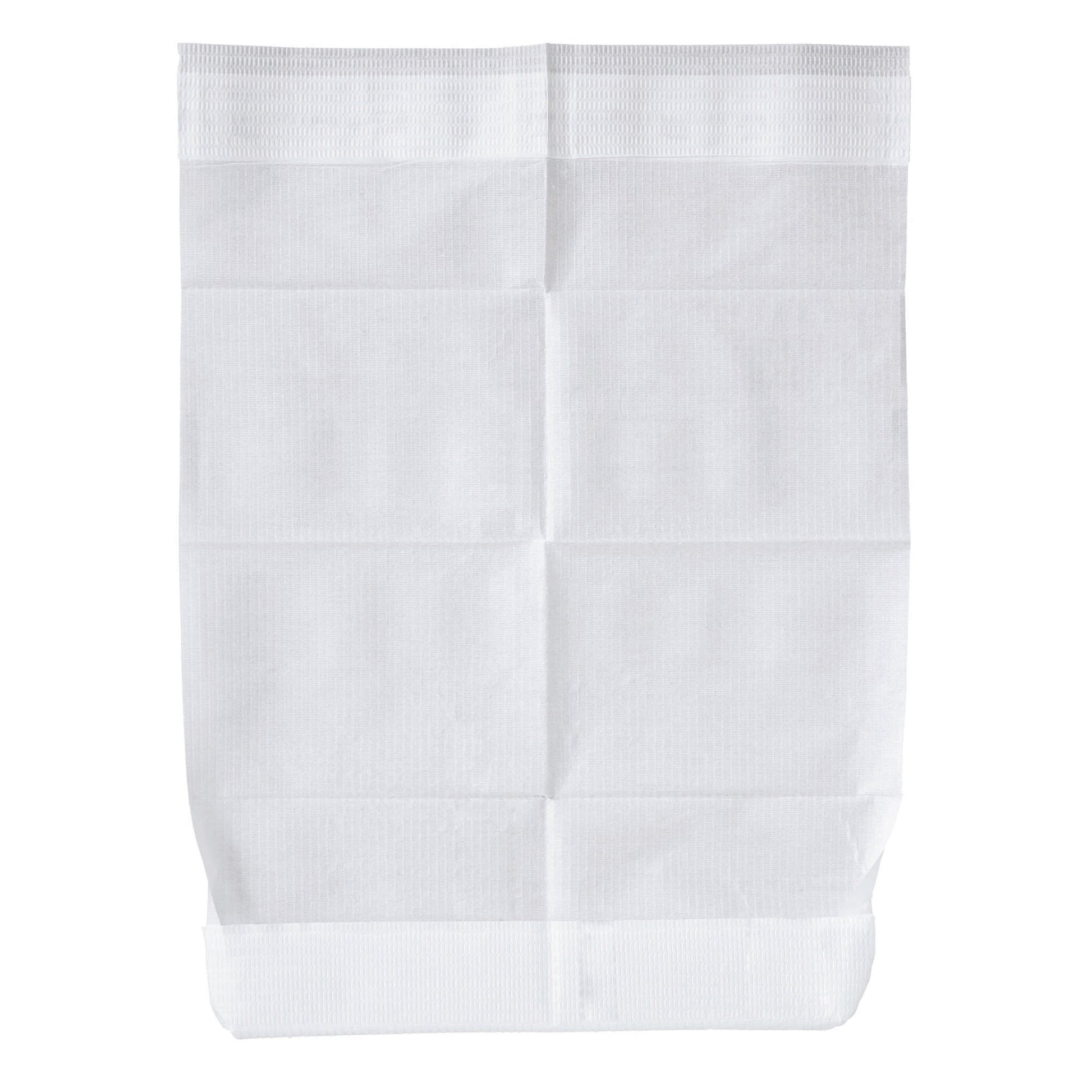 White disposable clothing protector on a white background