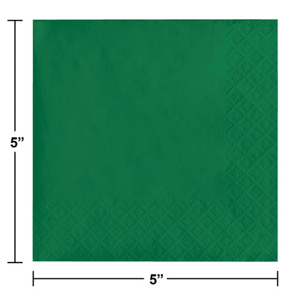 Emerald Green 2-Ply Beverage Napkins 600 ct Dimension Image