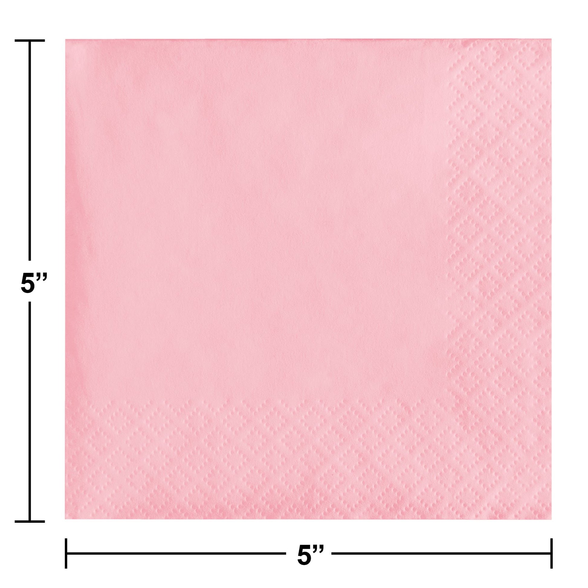 Classic Pink 2-Ply Beverage Napkins 600 ct Dimension Image
