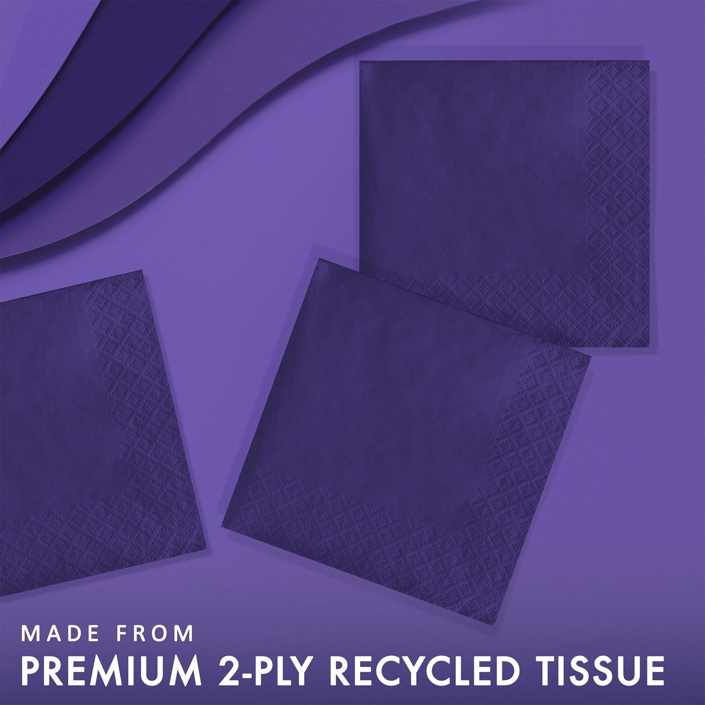 Purple 2-Ply Beverage Napkins 600 ct Feature Callout Image
