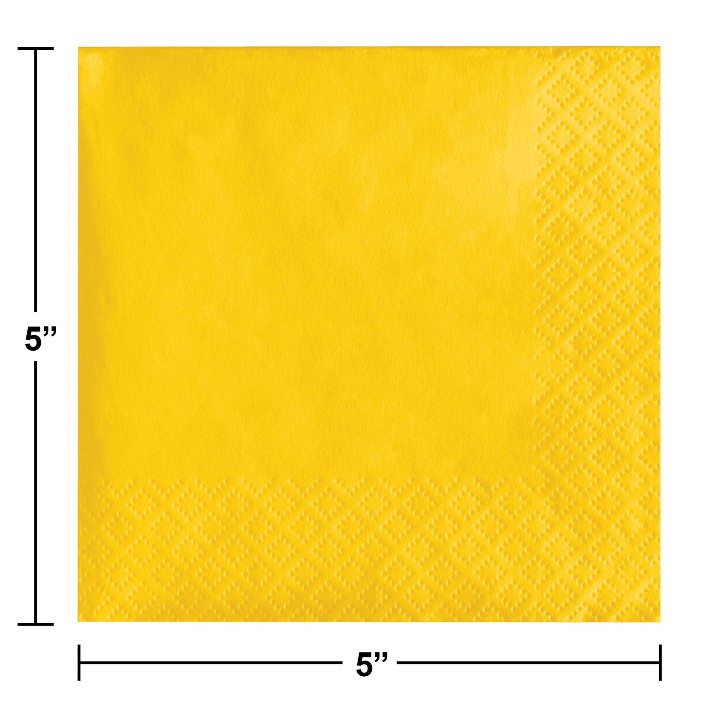 School Bus Yellow 2-Ply Beverage Napkins 1200 ct Dimension Image