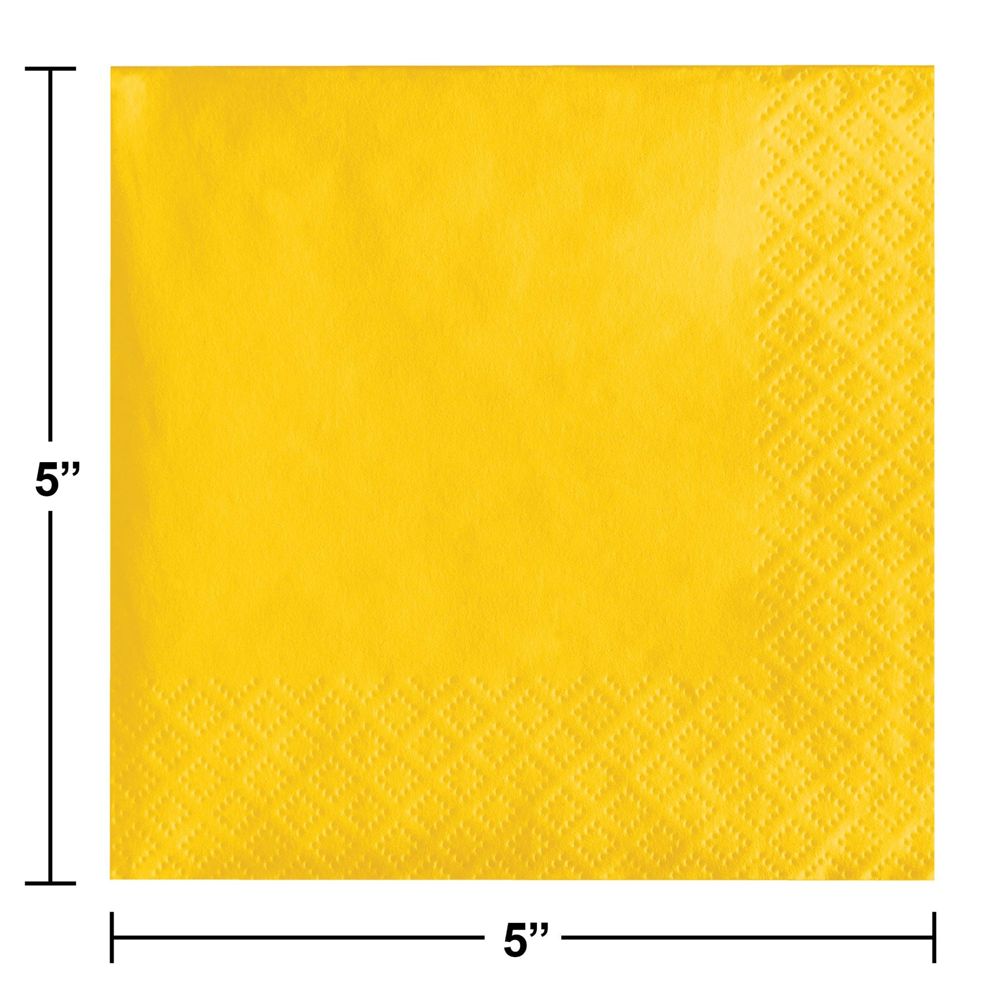 School Bus Yellow 2-Ply Beverage Napkins 1200 ct Dimension Image