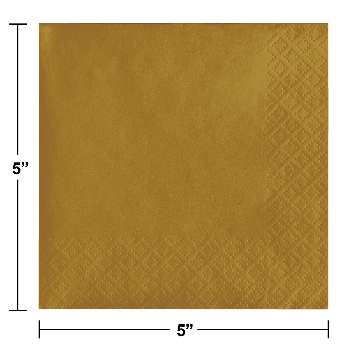 Glittering Gold Beverage Napkins 2-Ply 1200 ct Dimension Image