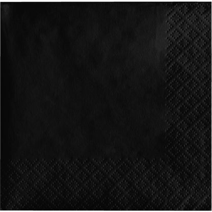 A single black velvet 2-ply beverage napkin with a textured pattern.