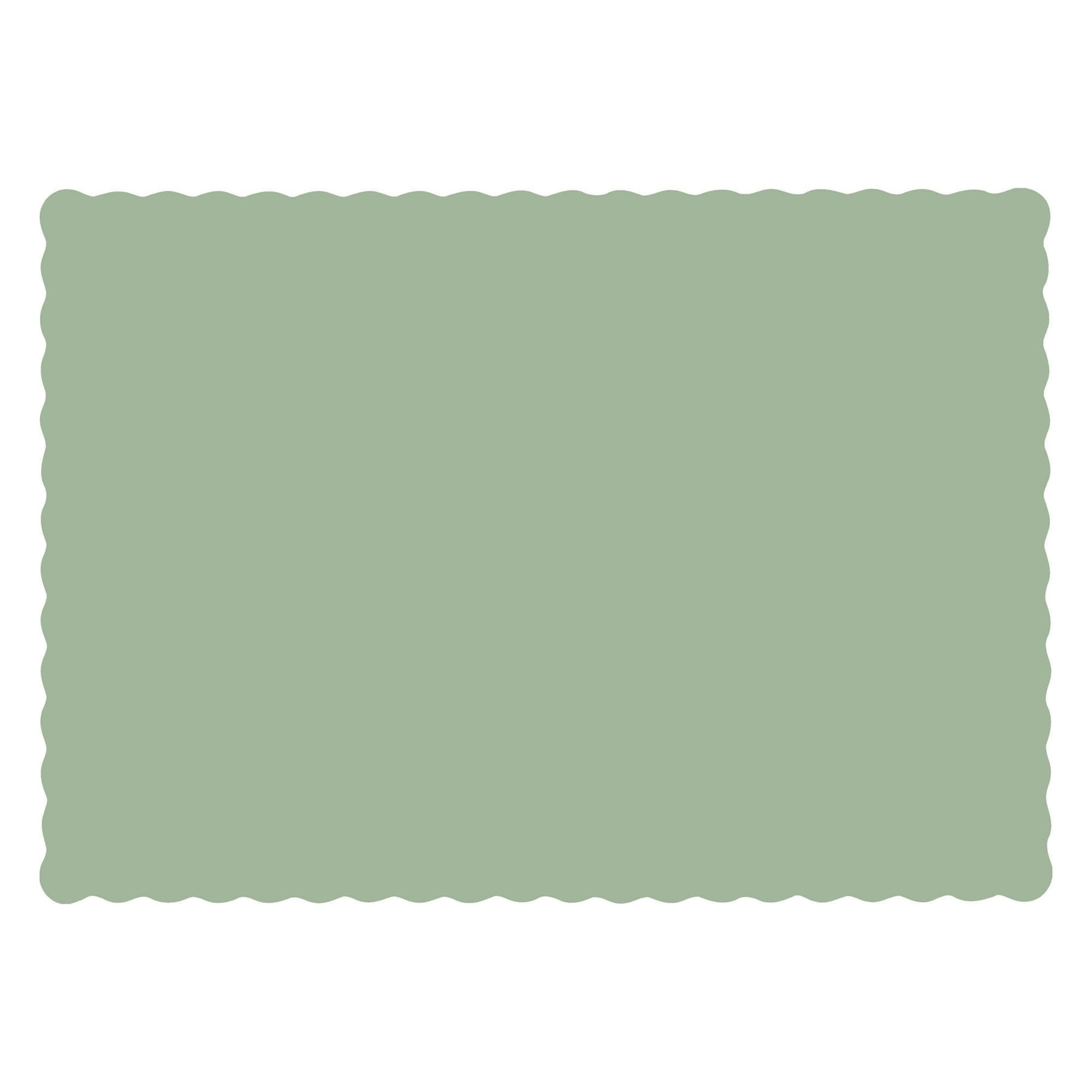 Green placemat with scalloped edge on a white background
