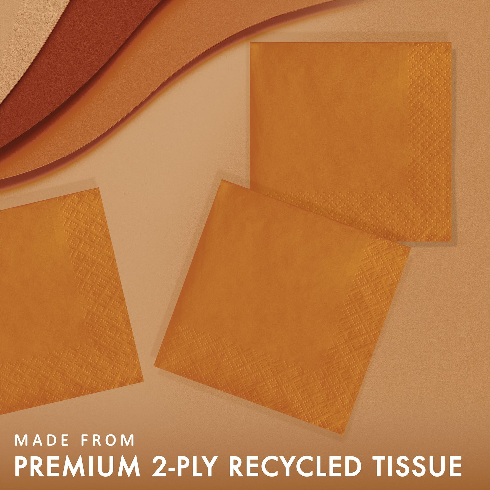 Pumpkin Spice Orange Beverage Napkins 2-Ply 600 ct Feature Callout Image