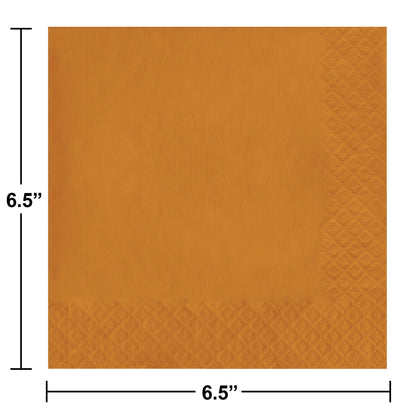 Pumpkin Spice Orange Luncheon Napkins 2-Ply 600 ct Dimension Image