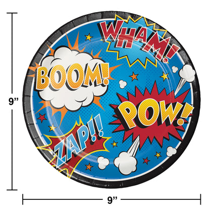 Superhero Slogans Dinner Plates 96 ct