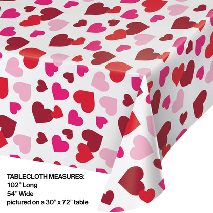 Valentine's Day Hearts Plastic Tablecloths 12 ct