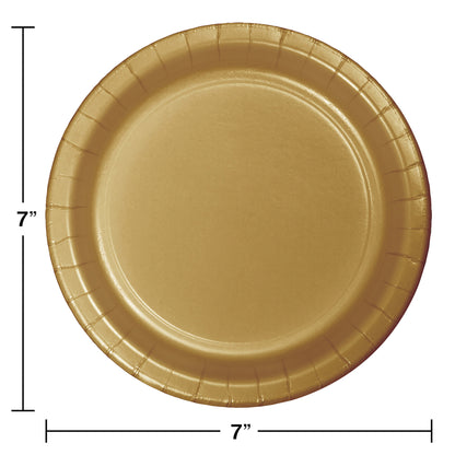 Value Friendly Glittering Gold Paper Dessert Plates 96 ct