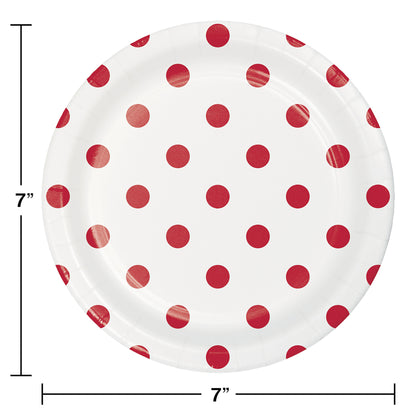 Red Polka Dots and Stripes Dessert Plates 96 ct