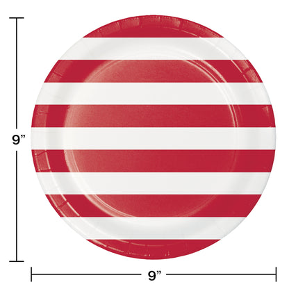 Red Polka Dots and Stripes Dinner Plates 96 ct