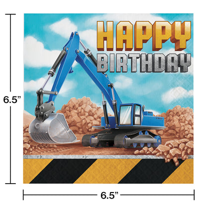 Big Dig Construction Happy Birthday Luncheon Napkins 192 ct