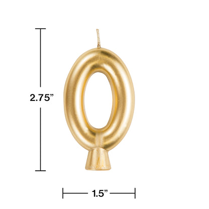 Gold Number 0 Candles 12 ct