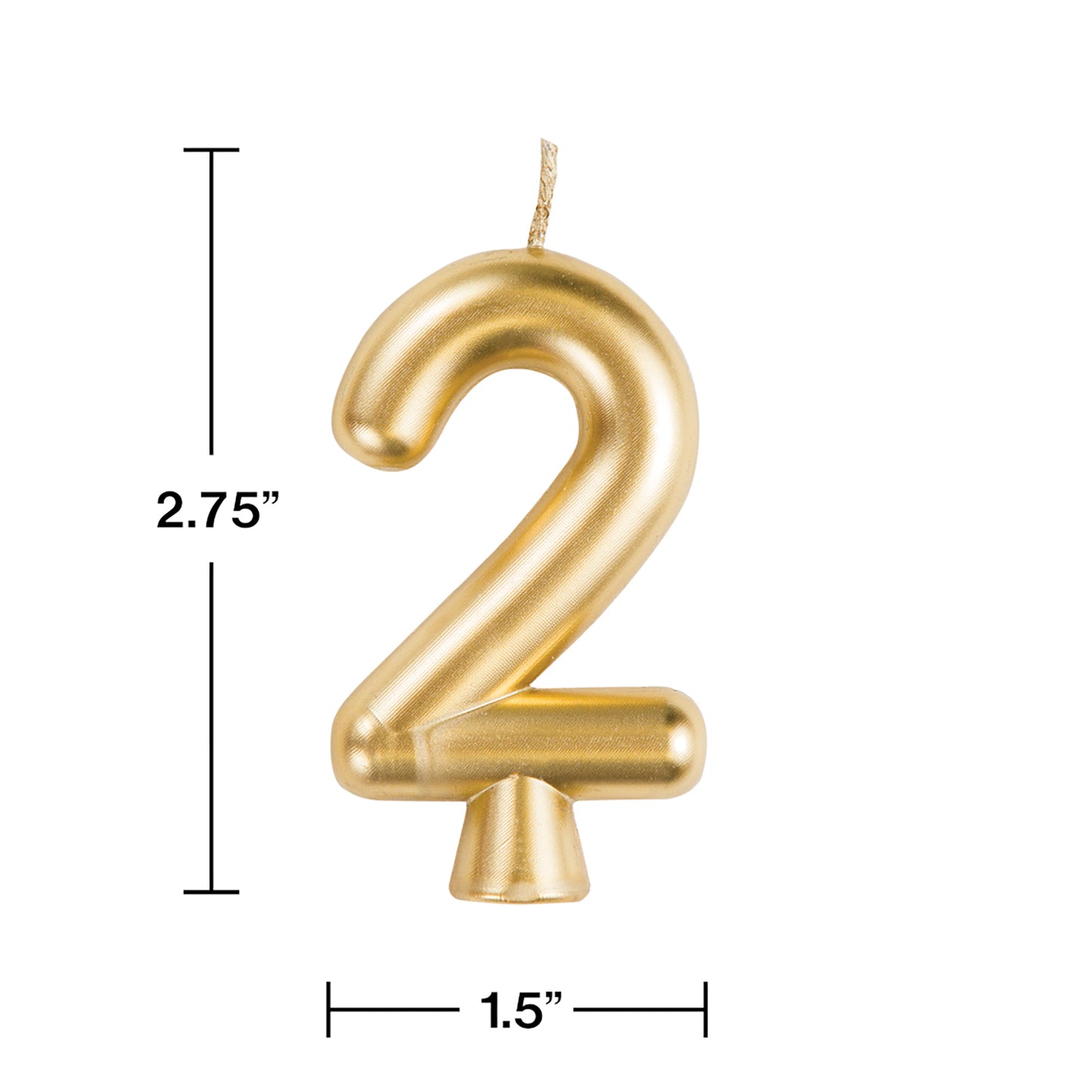 Gold Number 2 Candles 12 ct