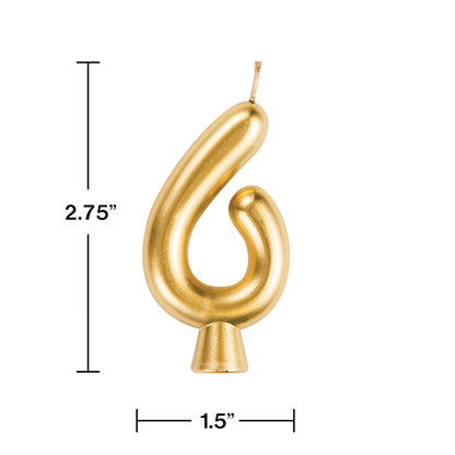 Gold Number 6 Candles 12 ct