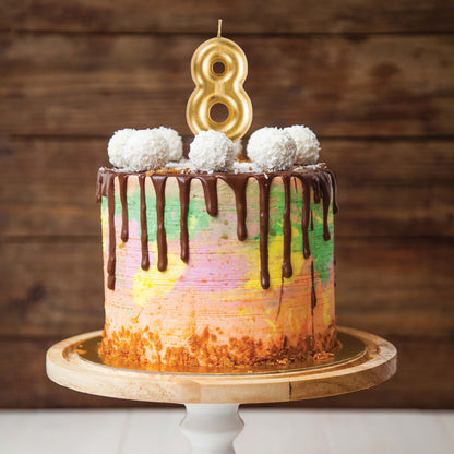 Gold Number 8 Candles 12 ct