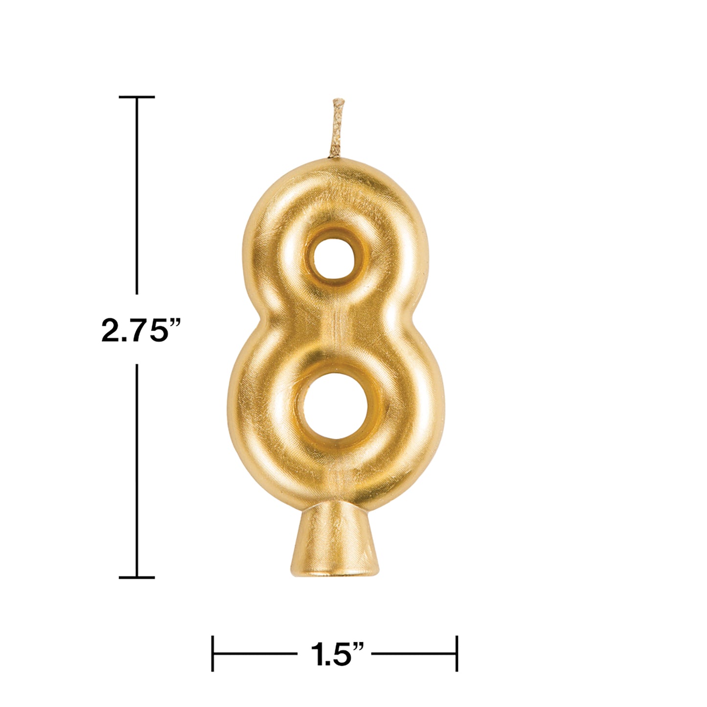 Gold Number 8 Candles 12 ct