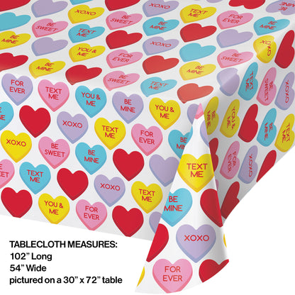 Candy Hearts Valentine's Day Plastic Tablecloths 12 ct