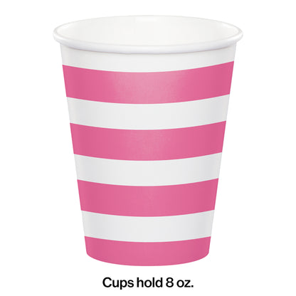 Candy Pink Polka Dots and Stripes Paper Cups 96 ct