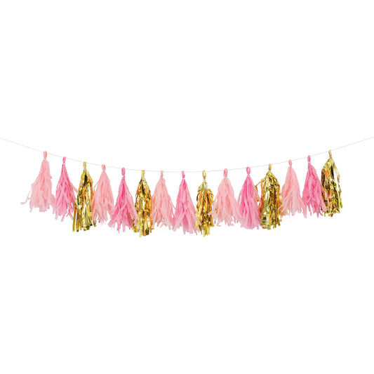 Pink and Gold Celebration Tassel Garland 6 ct