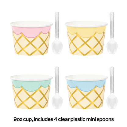 Ice Cream Party Treat Cups with Spoons 96 ct