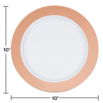 Rose Gold Rim Plastic Banquet Plates 120 ct