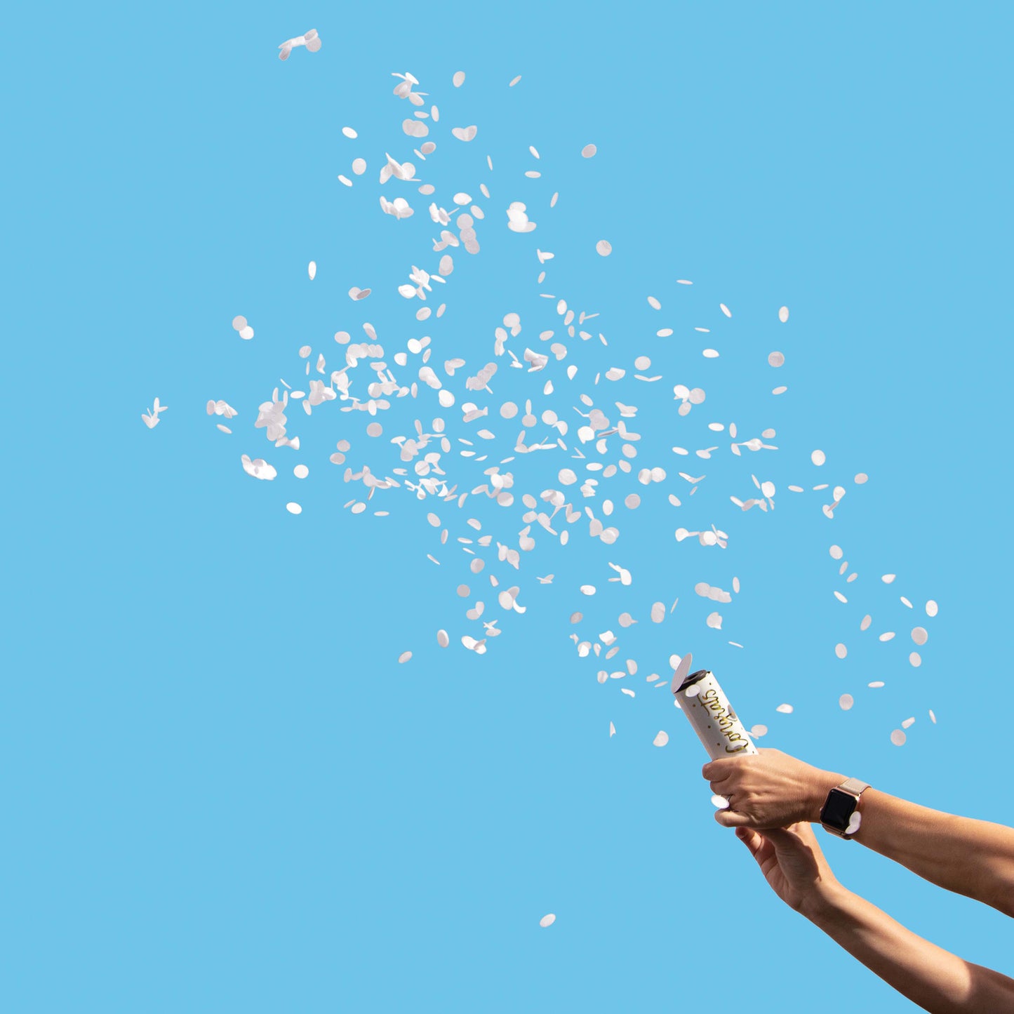 White and Gold Wedding Confetti Cannons 48 ct