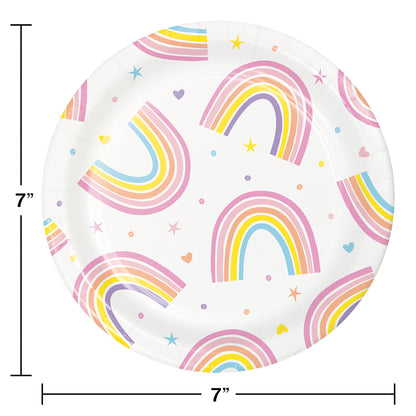 Happy Rainbow Dessert Plates 96 ct